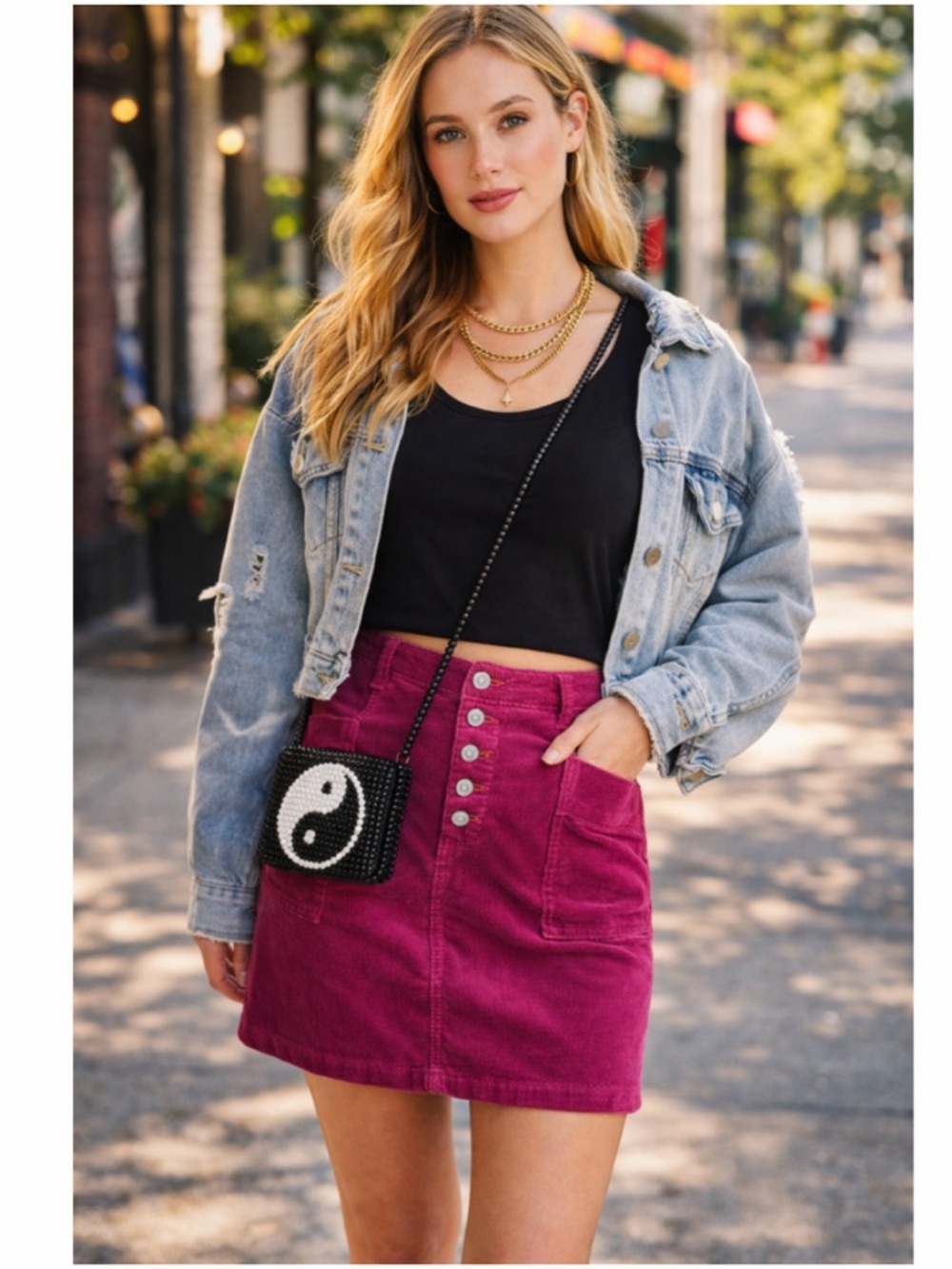 NWT Anthropologie Pilcro Raspberry  Pink Corduroy Button-Front Skirt Size: 0